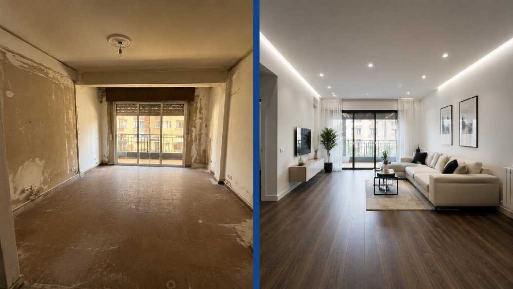Antes y después reforma integral Construarte